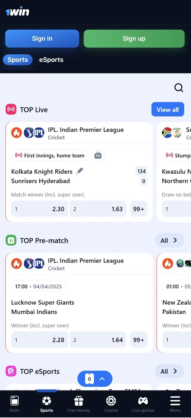 1win sports betting